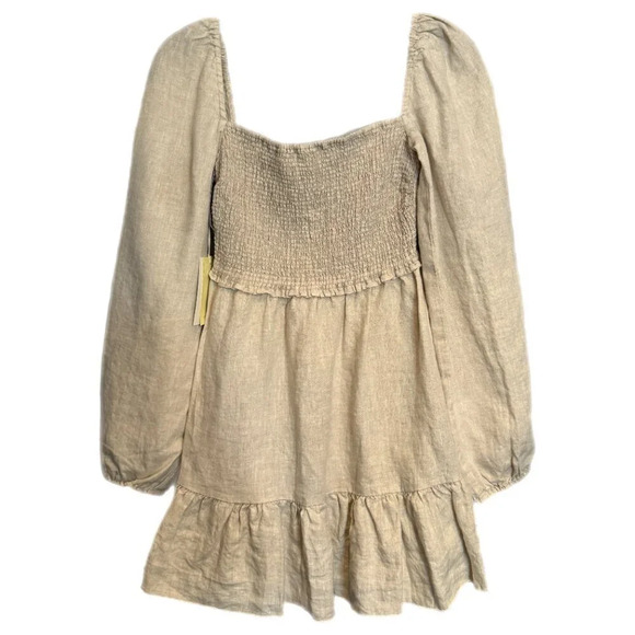 NWT Wilfred Tempest Linen Mini Dress Size XS Natural Ecru Smocked Prairie READ - Picture 3 of 16